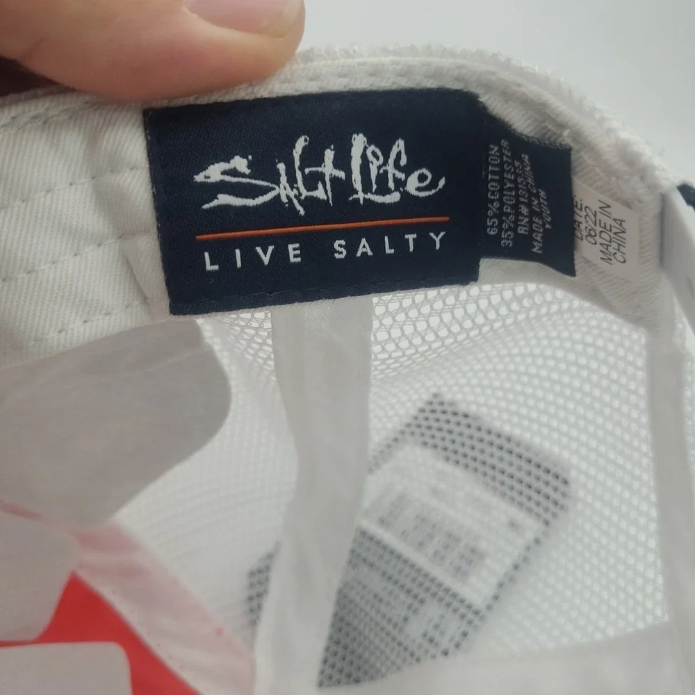 Salt Life Mesh Snapback‎ Baseball Hat Girls Youth Hat Light Red White